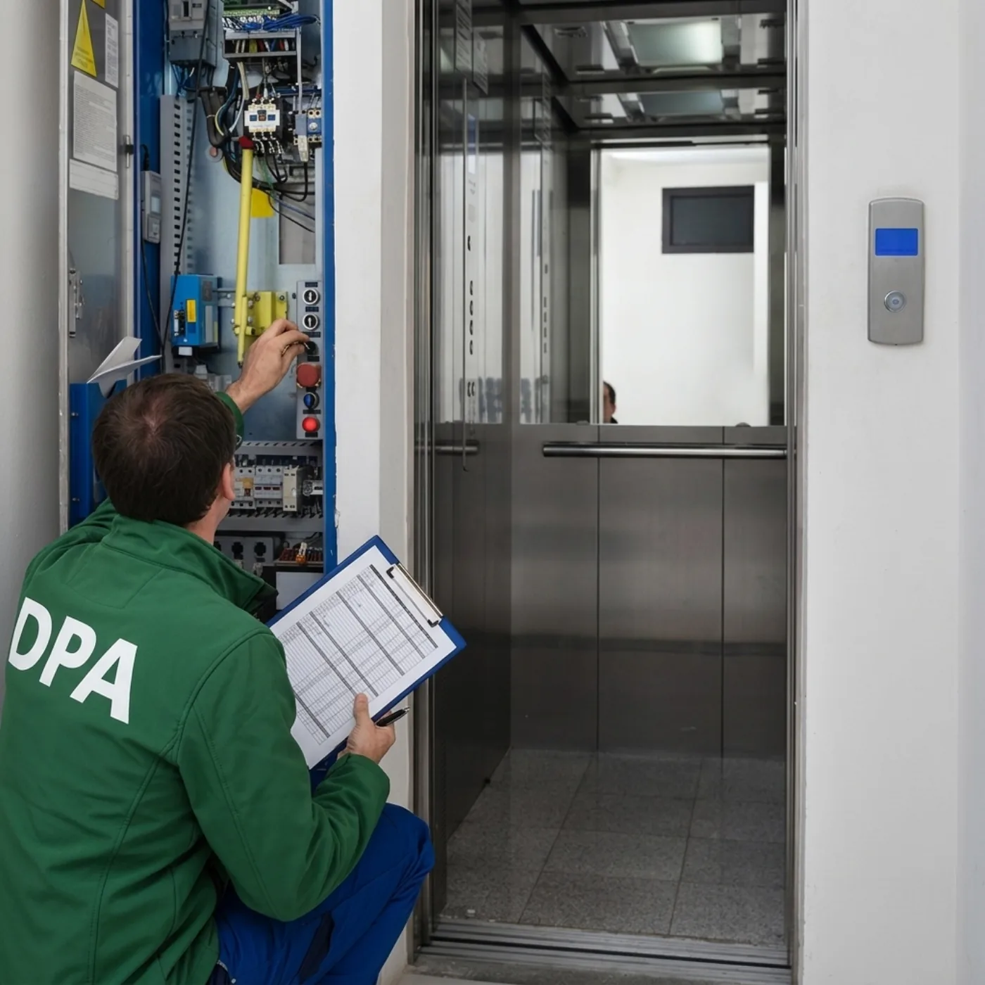 Mise aux normes d'ascenseur à Paris par un technicien DPA