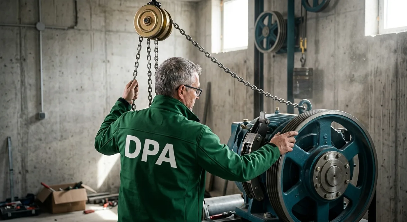 Modernisation d'ascenseur à Paris par un technicien DPA